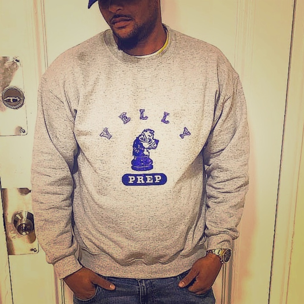 Velly prep Gray crew neck sweater college style
